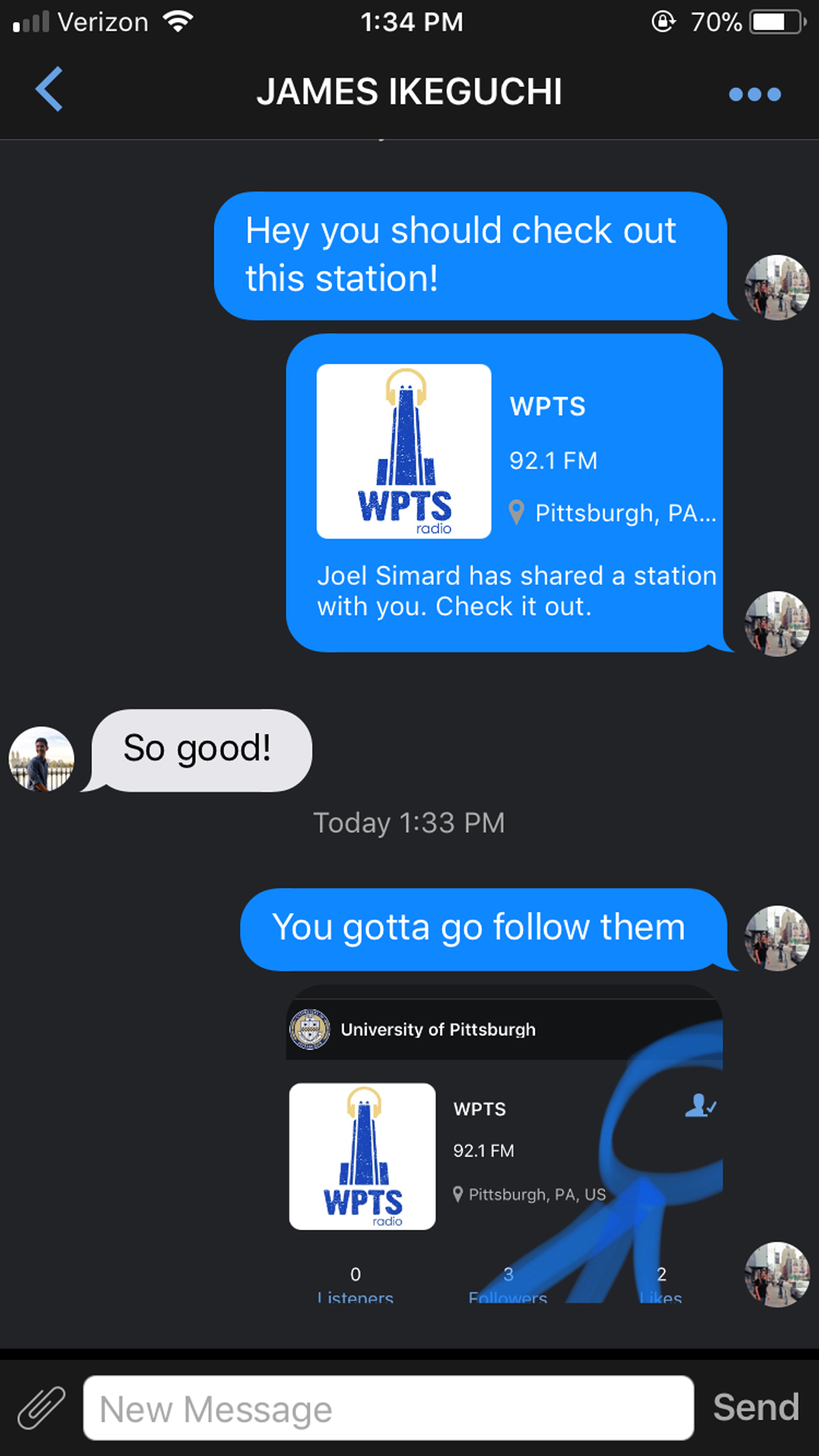 AudioDorm Messaging Screen